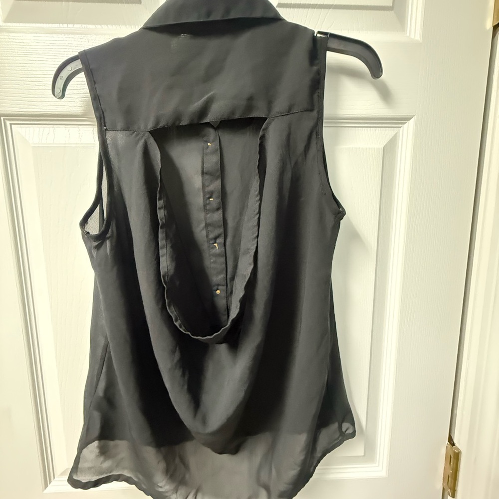 Charlotte Russe Black Sheer Button-Down Blouse - Picture 4 of 5